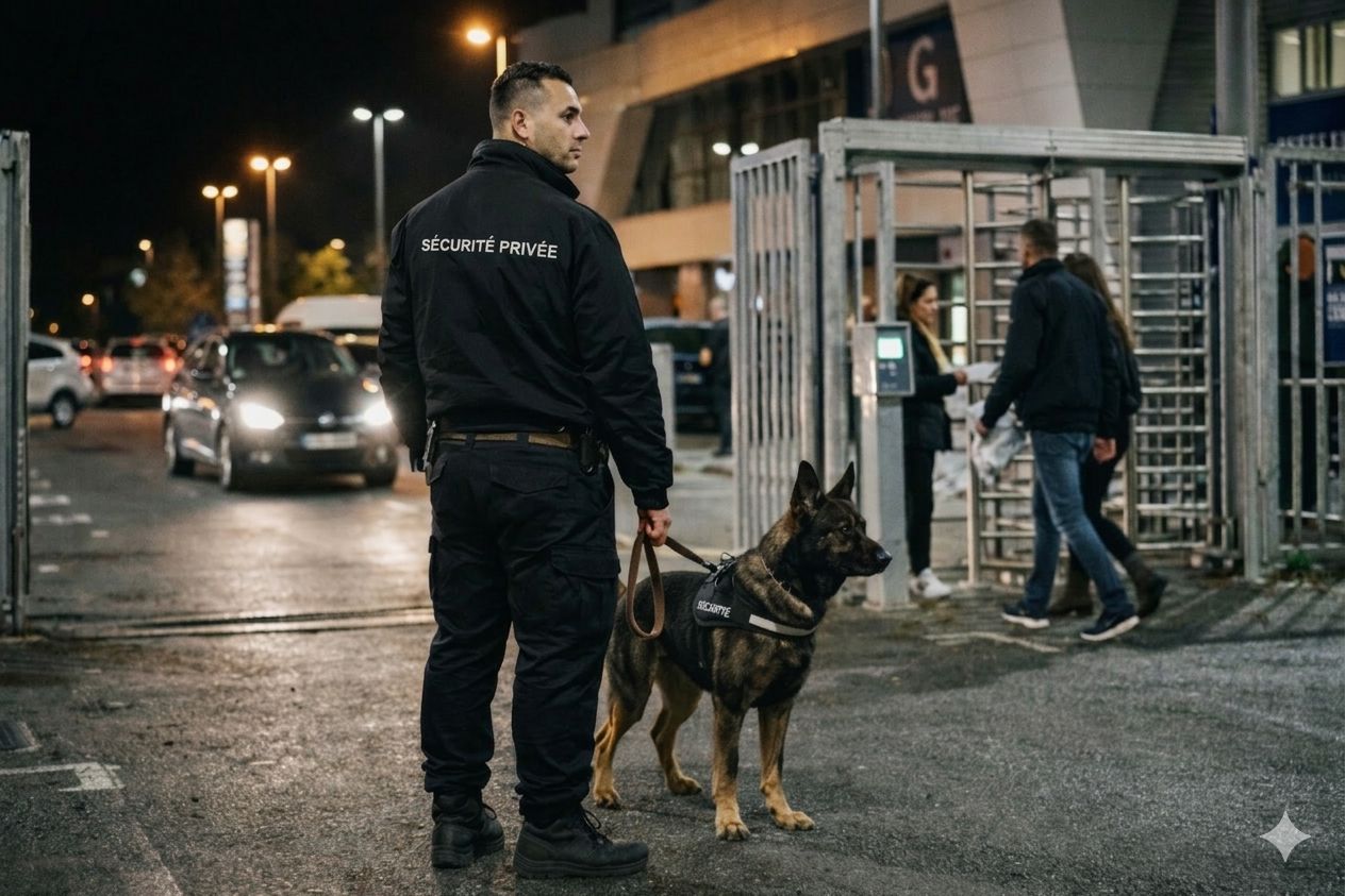 Agent cynophile Unity Sécurité avec son chien